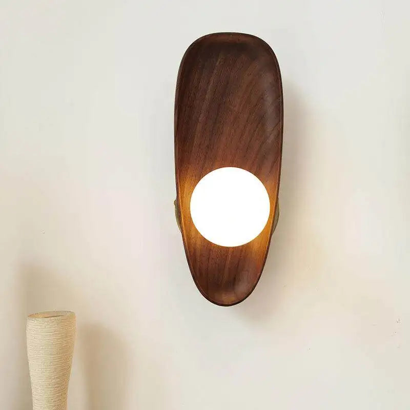 2026 Natural Wood Wall Sconce Glass Shade LED Retro Nordic Minimalist for Living Room Bedroom Corridor Foyer