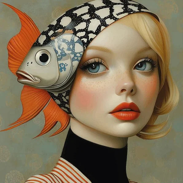 Mirjam Duizendstra's Artwork Surrealism Color Art Posters Prints Mysterious Aesthetic Woman Portrait Canvas Painting Home Decor