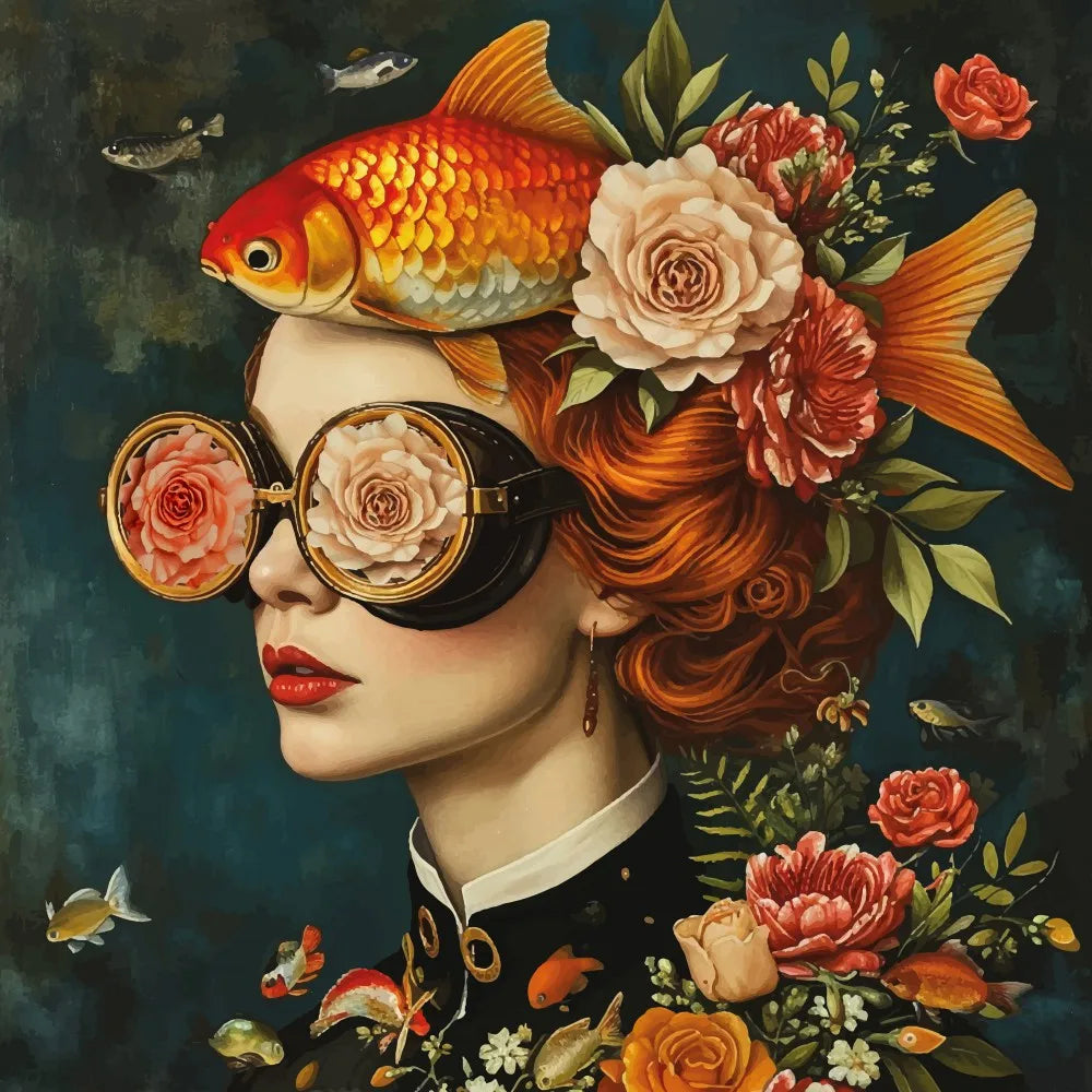 Mirjam Duizendstra's Artwork Surrealism Color Art Posters Prints Mysterious Aesthetic Woman Portrait Canvas Painting Home Decor