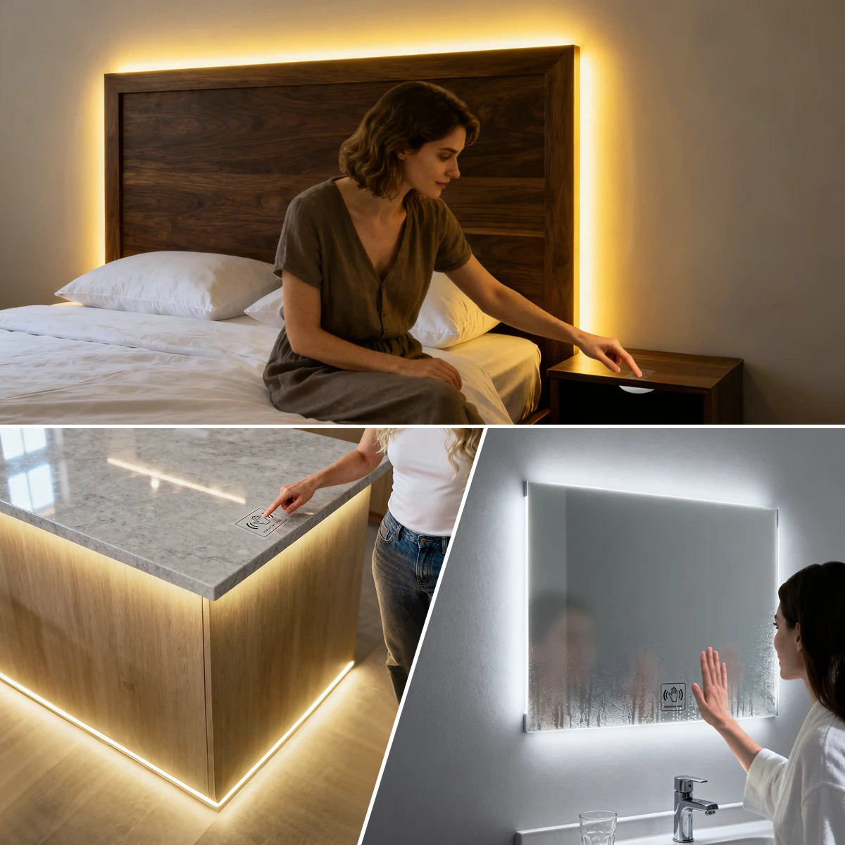 24V Cuttable Neon COB LED Strip Light Dimmable Motion Sensor Hand Scan Touch Dimming Tape Lamp Bedroom Kitchen Cabinet Decor