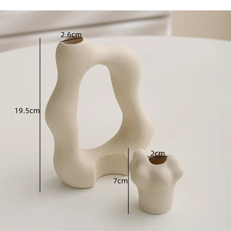 2Pcs/set Ceramic Vase Craftts Decorative Dry Flower Foyer Art Arrangement Home Decor Accessories