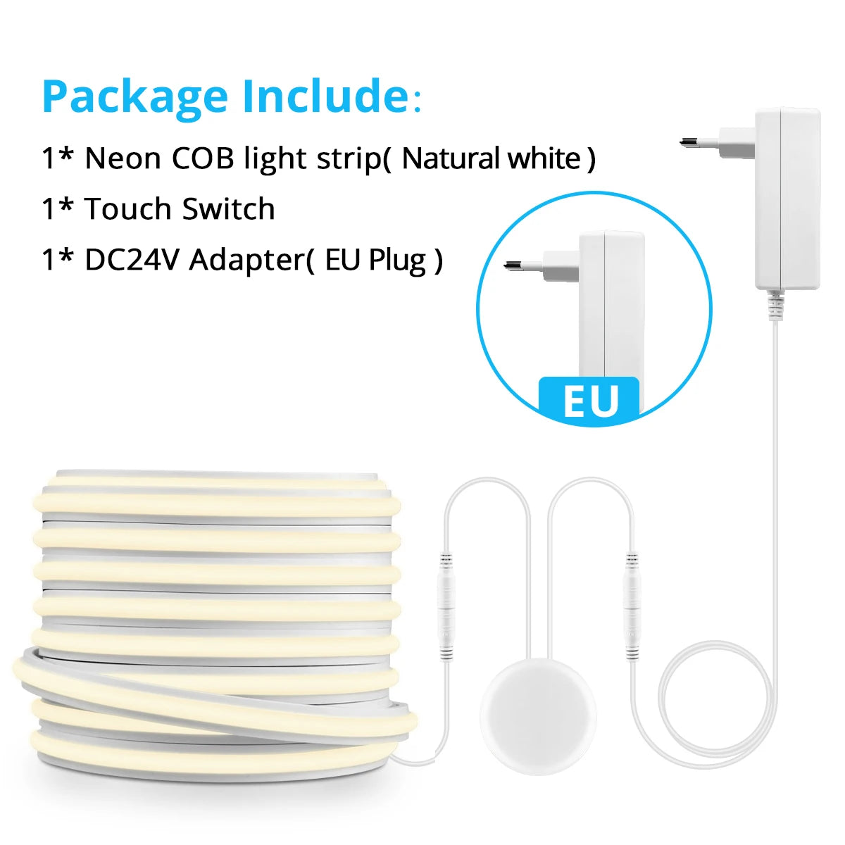 24V Cuttable Neon COB LED Strip Light Dimmable Motion Sensor Hand Scan Touch Dimming Tape Lamp Bedroom Kitchen Cabinet Decor