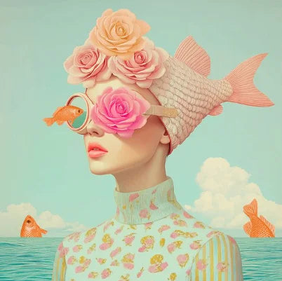 Mirjam Duizendstra's Artwork Surrealism Color Art Posters Prints Mysterious Aesthetic Woman Portrait Canvas Painting Home Decor