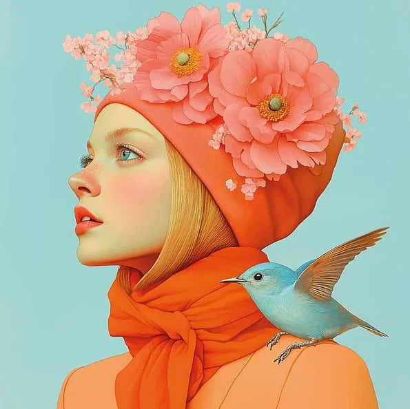 Mirjam Duizendstra's Artwork Surrealism Color Art Posters Prints Mysterious Aesthetic Woman Portrait Canvas Painting Home Decor