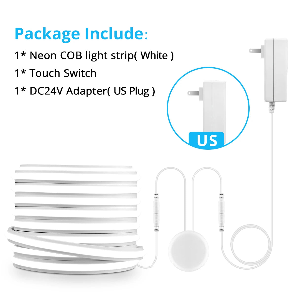 24V Cuttable Neon COB LED Strip Light Dimmable Motion Sensor Hand Scan Touch Dimming Tape Lamp Bedroom Kitchen Cabinet Decor