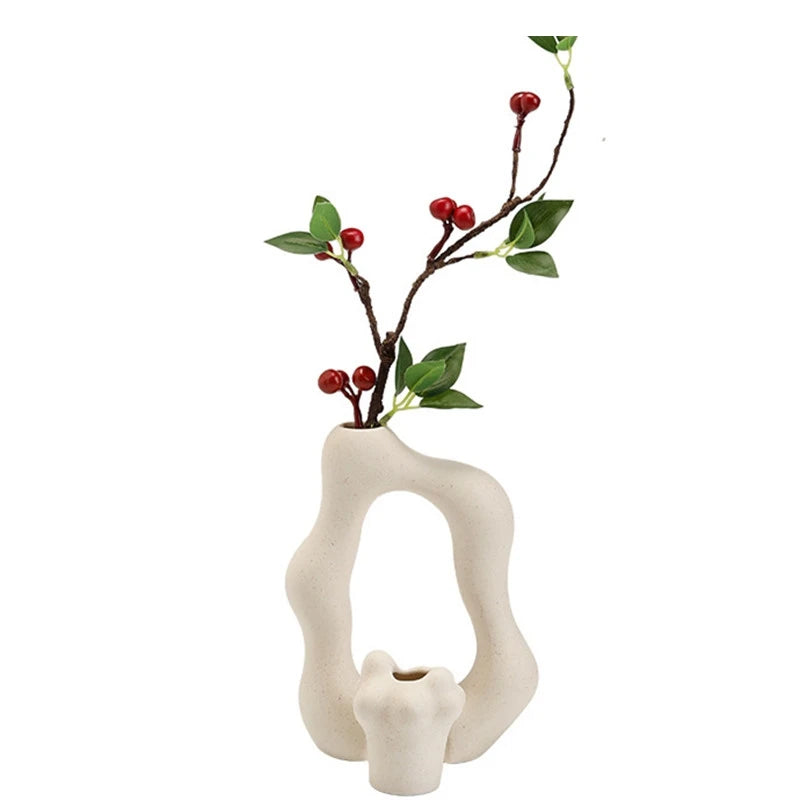 2Pcs/set Ceramic Vase Craftts Decorative Dry Flower Foyer Art Arrangement Home Decor Accessories