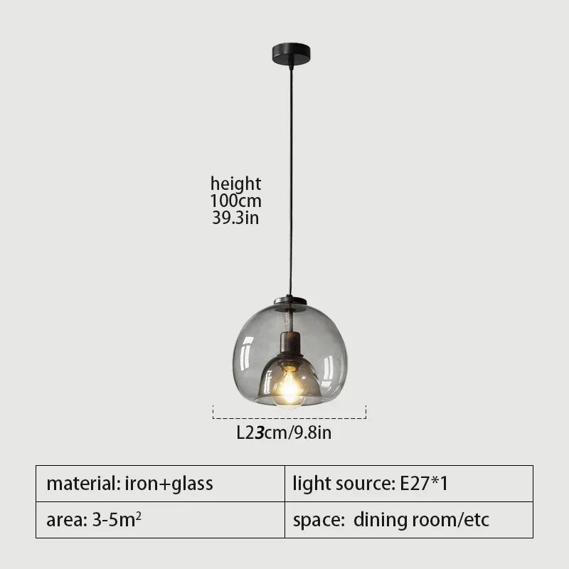 Grey Glass Pendant Light