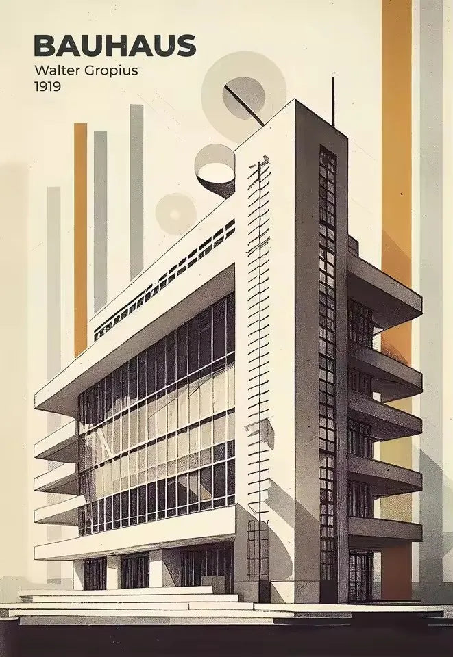 Minimalist Fallingwater House Bauhaus Classic Architecture Abstract Poster Canvas Painting Wall Art Pictures Living Home Decor