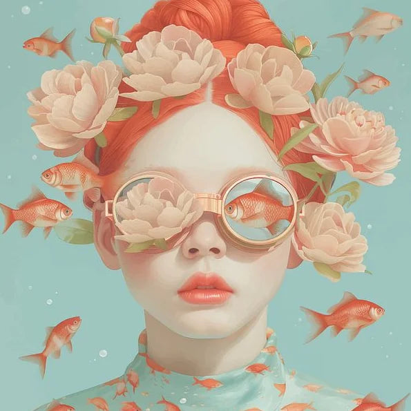 Mirjam Duizendstra's Artwork Surrealism Color Art Posters Prints Mysterious Aesthetic Woman Portrait Canvas Painting Home Decor