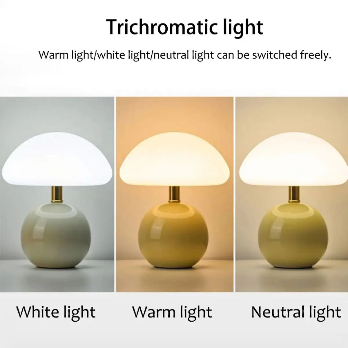 French cream mushroom table lampUSB tri colordimmable bedsidebedroom high-endwarm atmosphere sleepnight lampLED small table lamp