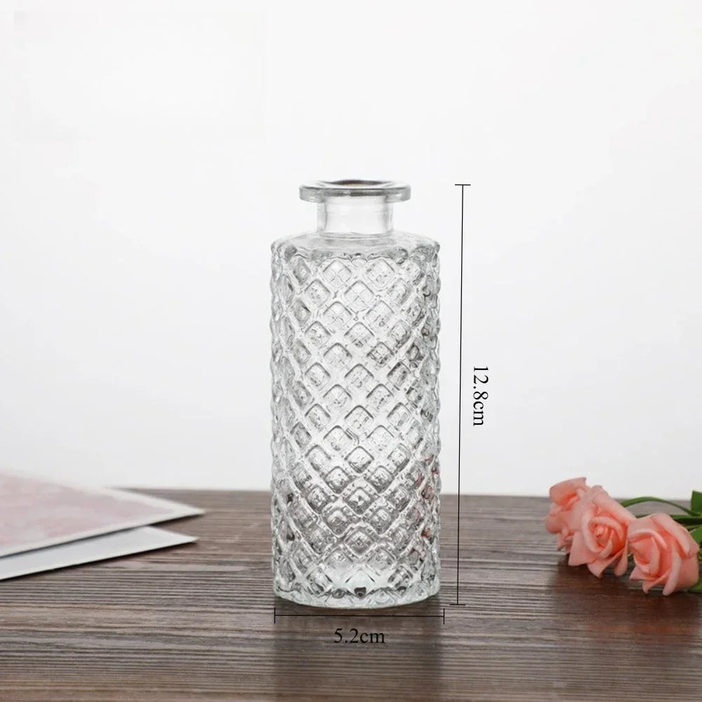 6pcs Vintage Vase Glass Hydroponic Flower Planter Small Vase Glass for Centerpieces Home Office Soft Decoration Wedding Decor