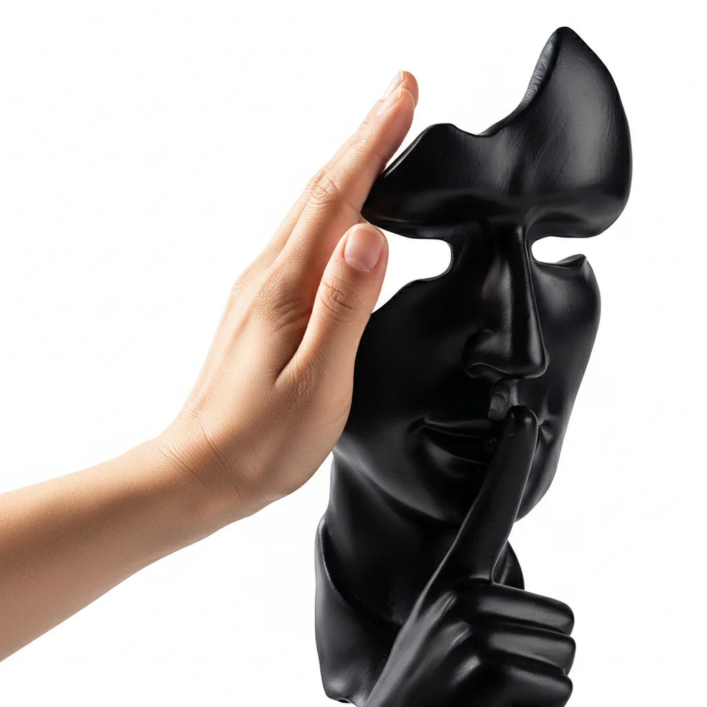VILEAD 27cm Silent Is Golden Glossy Black Decorative Figurine Resin Modern Zen Artistic Statuette Home Office Interior Decor