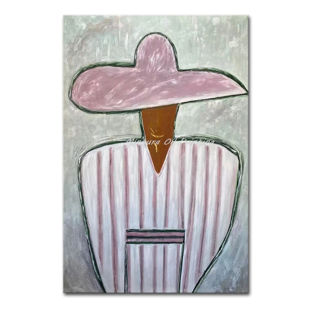 Mintura,Handpainted Cowboy Oil Paintings on Canvas,Modern Home Decoration,Abstract Brown Poster,Wall Art Picture for Living Room