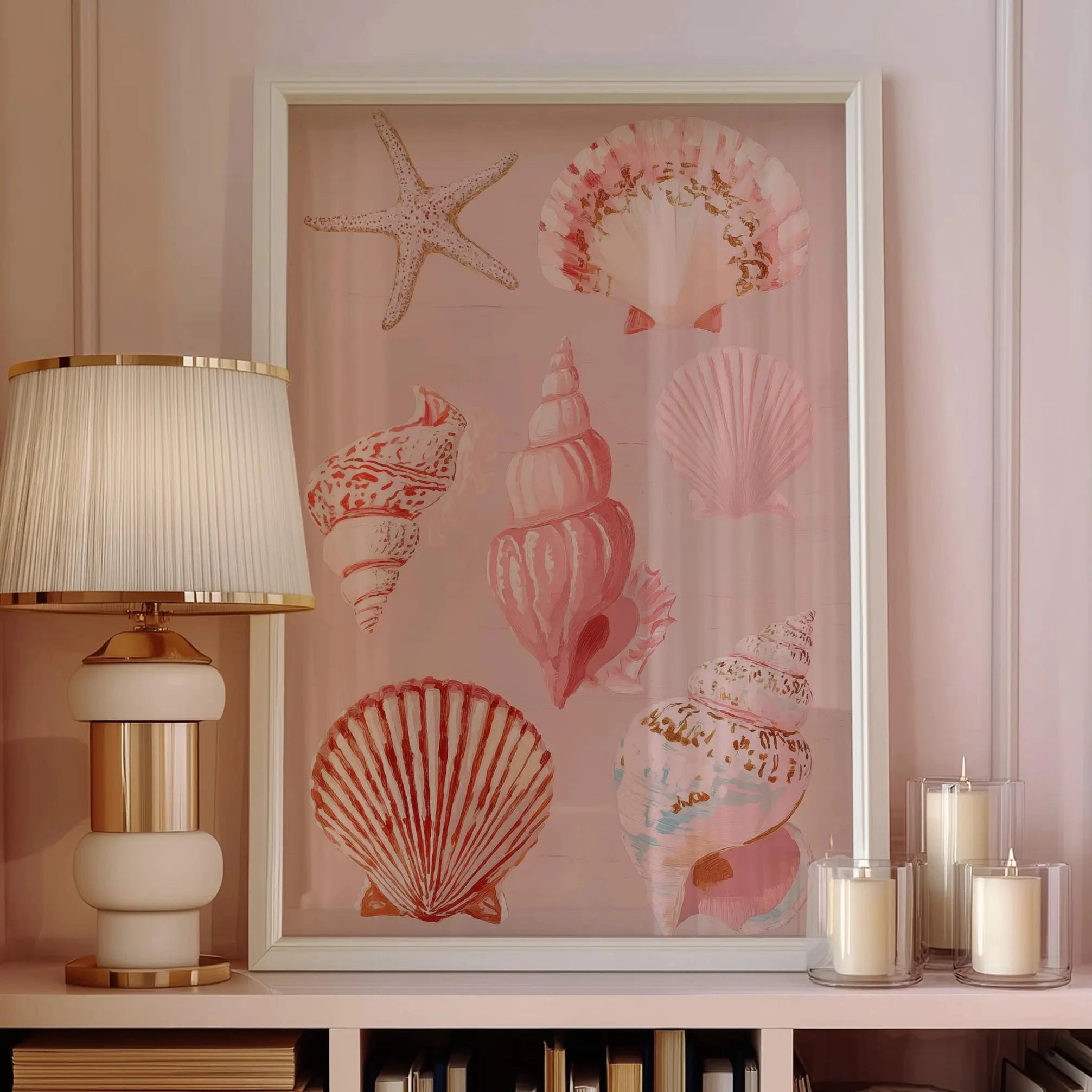 Pink Summer Beach Coconut Tree Wall Art Prints Canvas Poster Picture for Living Room Home Decor Girls Room Decoration Painting