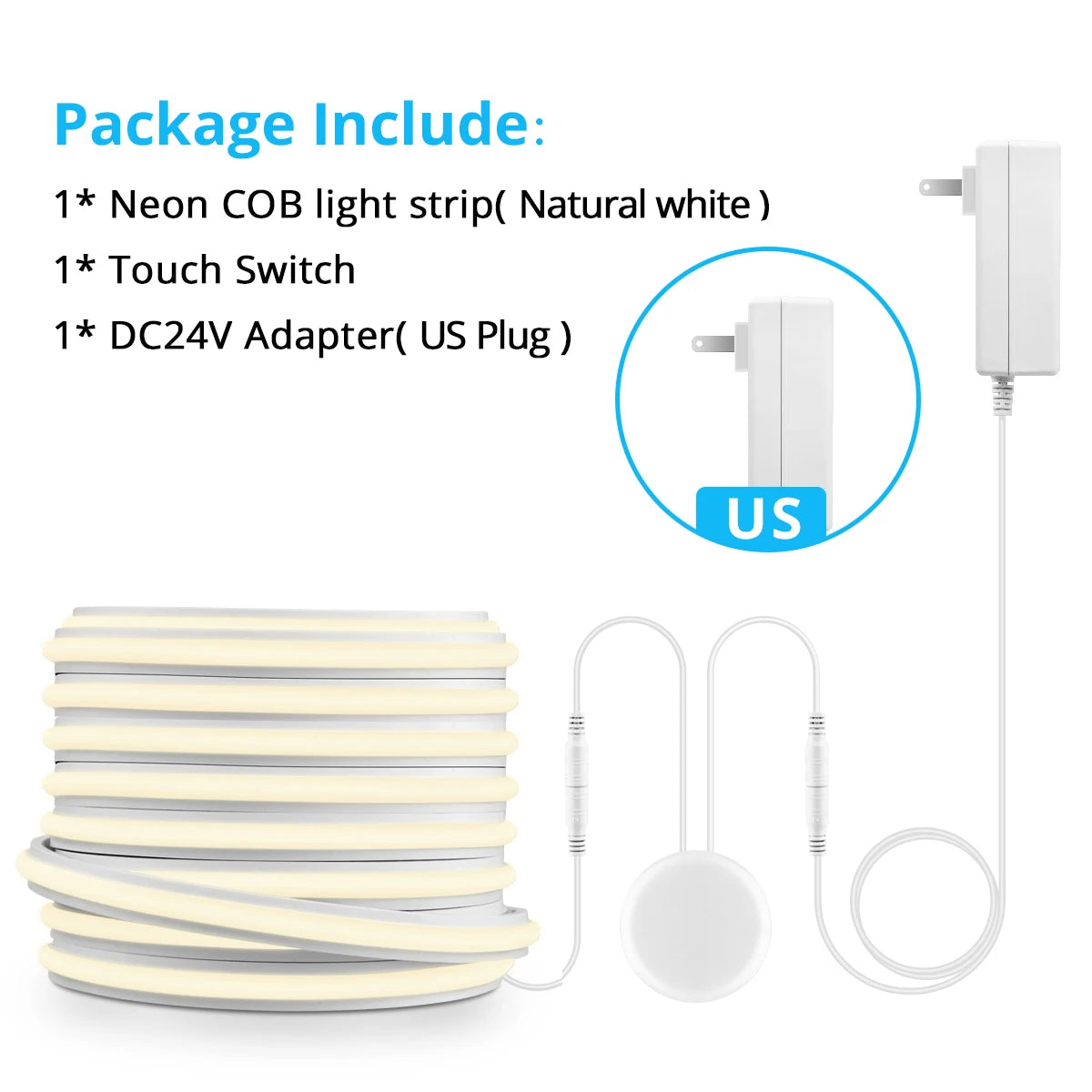 24V Cuttable Neon COB LED Strip Light Dimmable Motion Sensor Hand Scan Touch Dimming Tape Lamp Bedroom Kitchen Cabinet Decor