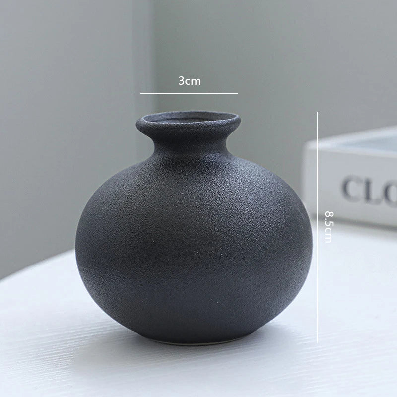 5Pcs Black Ceramic Vase Set Modern Minimalist Matte Flower Vases for Home Deco Living Room Table Centerpiece Wedding Party Decor
