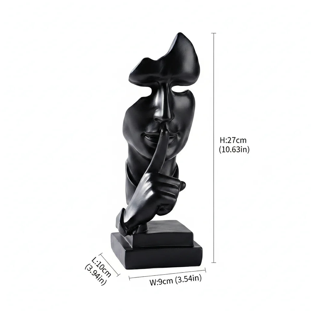VILEAD 27cm Silent Is Golden Glossy Black Decorative Figurine Resin Modern Zen Artistic Statuette Home Office Interior Decor