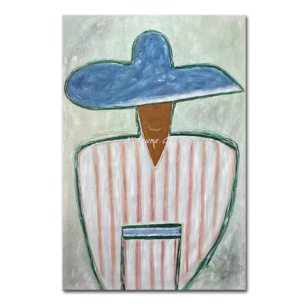 Mintura,Handpainted Cowboy Oil Paintings on Canvas,Modern Home Decoration,Abstract Brown Poster,Wall Art Picture for Living Room