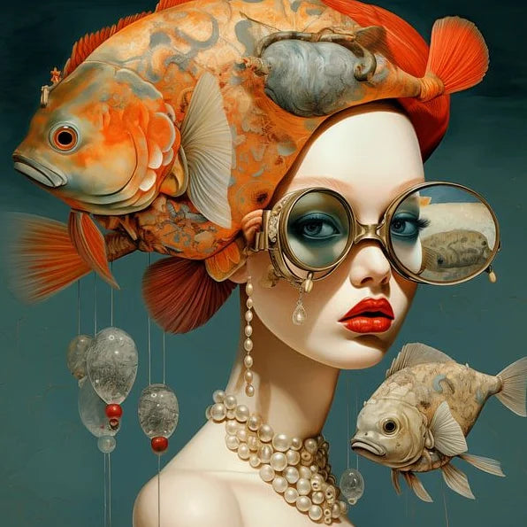 Mirjam Duizendstra's Artwork Surrealism Color Art Posters Prints Mysterious Aesthetic Woman Portrait Canvas Painting Home Decor