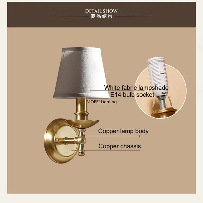 Copper Fabric Wall Light