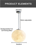Nordic Moon Pendant Light LED Hanging Lamp with E27 Modern Chandelier Indoor Home Decor for Bedroom Living Room Bedside Lighting
