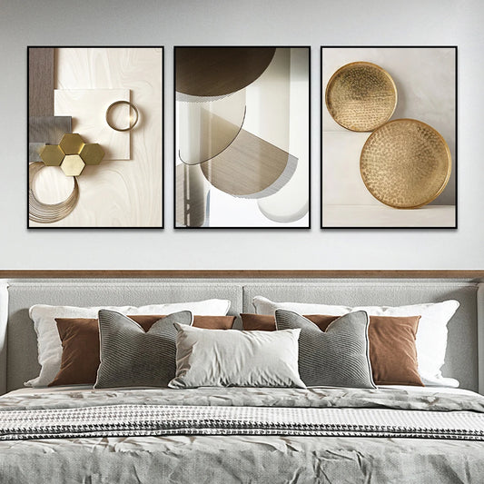 Beige Gold Geometric Posters