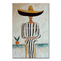 Mintura,Handpainted Cowboy Oil Paintings on Canvas,Modern Home Decoration,Abstract Brown Poster,Wall Art Picture for Living Room
