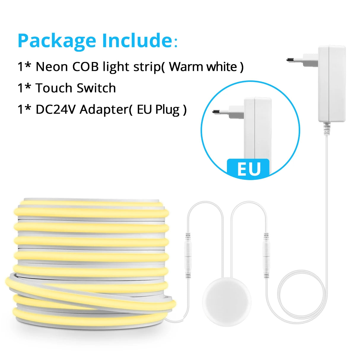 24V Cuttable Neon COB LED Strip Light Dimmable Motion Sensor Hand Scan Touch Dimming Tape Lamp Bedroom Kitchen Cabinet Decor