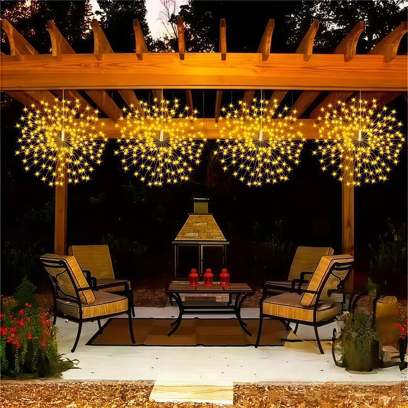 4/5pcs Solar Hanging Firework Lights for Eaves Solar Powered with Light Sensor Control Outdoor Garden Yard Decorative Lights