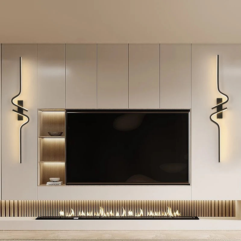 Modern Creative Strip Led Wall Light Minimalist Bedroom Bedside Wall Sconce Led Lights Living Room TV Sofa Background Wall Lamp