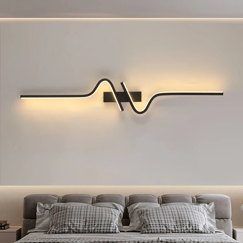 Modern Creative Strip Led Wall Light Minimalist Bedroom Bedside Wall Sconce Led Lights Living Room TV Sofa Background Wall Lamp