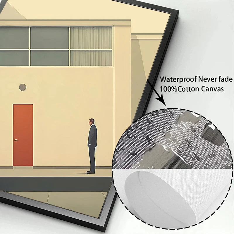 Minimalist Fallingwater House Bauhaus Classic Architecture Abstract Poster Canvas Painting Wall Art Pictures Living Home Decor