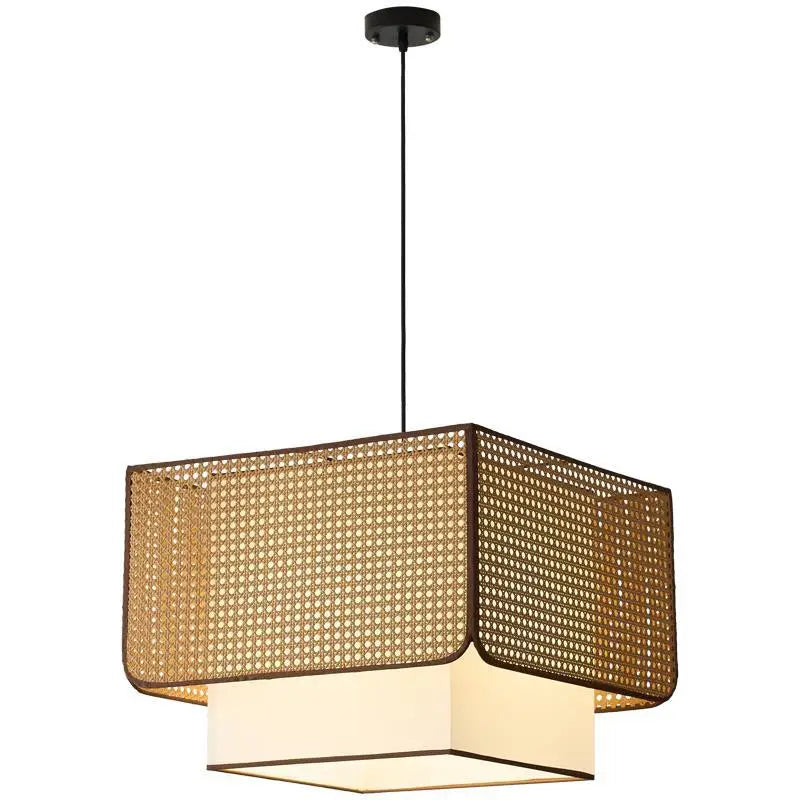 Japanese Wabi Sabi Rattan Pendant Lights Handmade Bamboo Ceiling Chandelier Living Room Dining Restaurant Kitchen Island Light