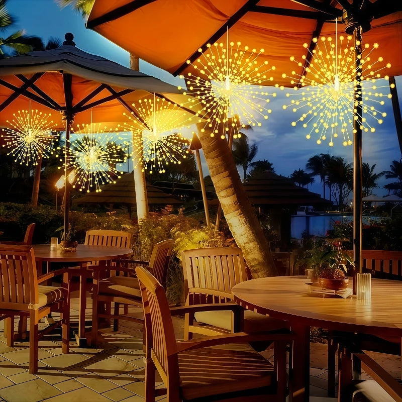 4/5pcs Solar Hanging Firework Lights for Eaves Solar Powered with Light Sensor Control Outdoor Garden Yard Decorative Lights