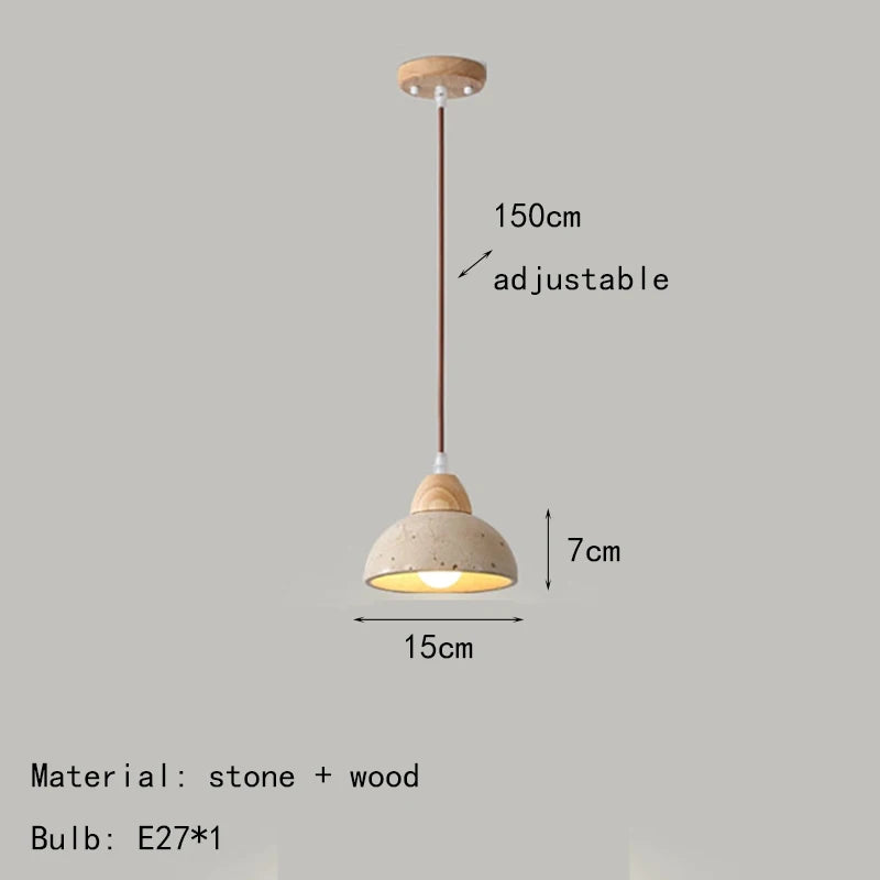 Japanese Vintage Stone Wood LED Decor Pendant Light Home Dinning Room Villa Bedroom Foyer Lighting Fixtures