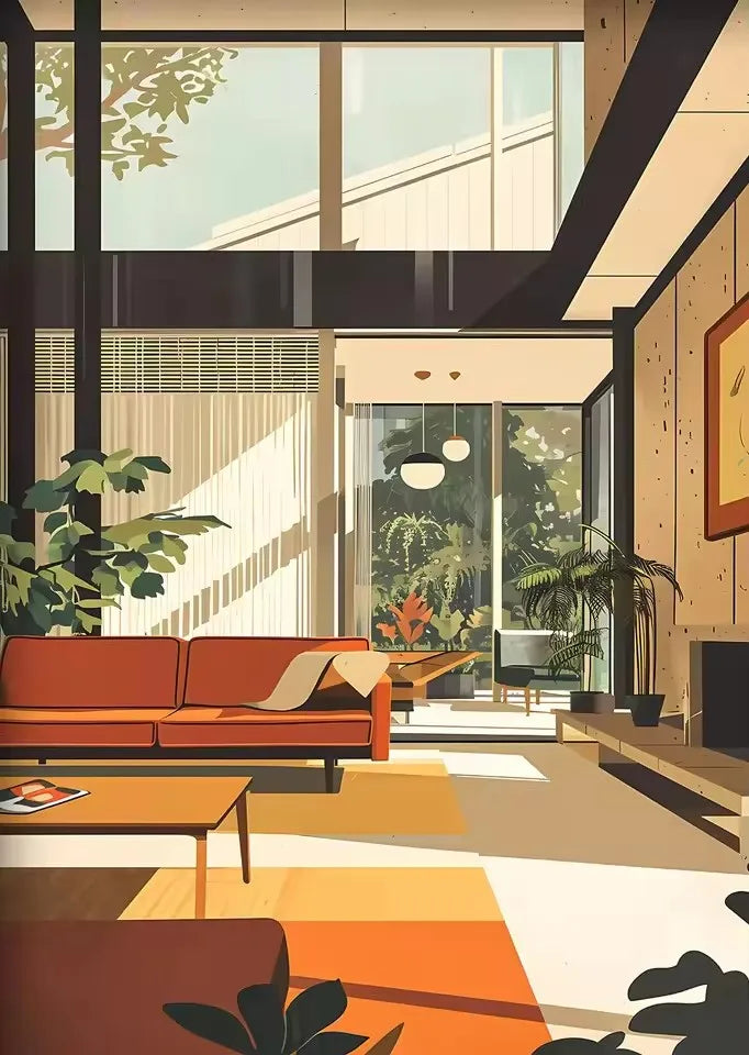 Minimalist Fallingwater House Bauhaus Classic Architecture Abstract Poster Canvas Painting Wall Art Pictures Living Home Decor