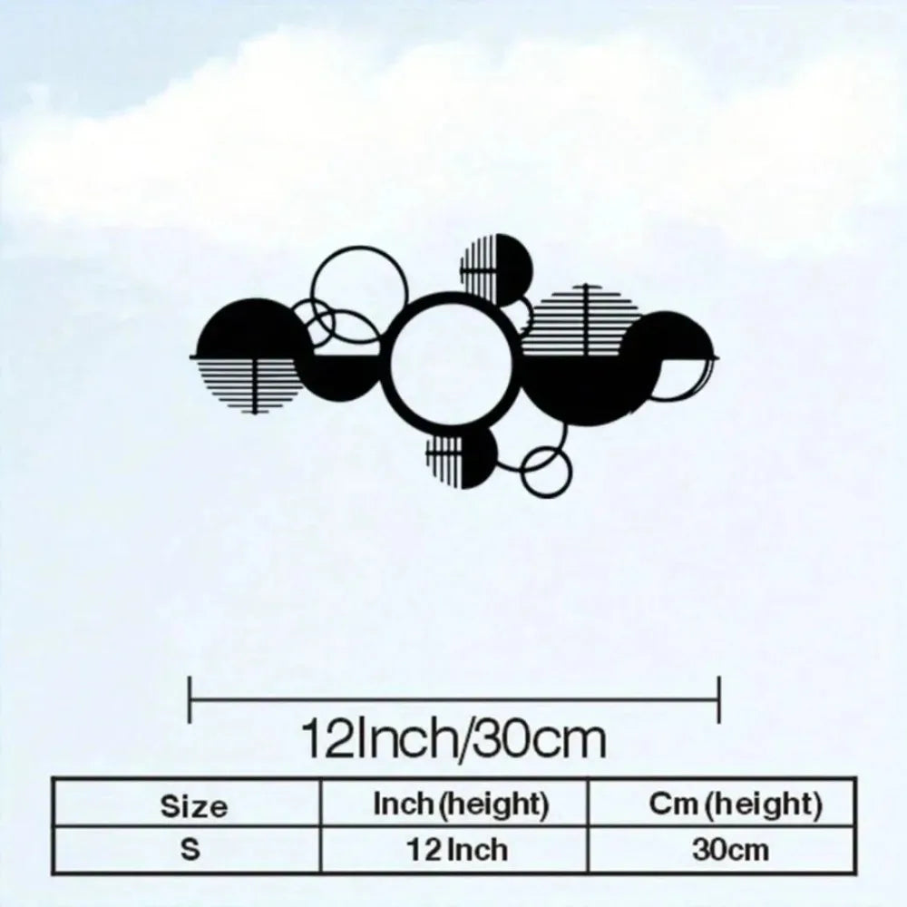 Geometric Metal Wall Art Black White Iron Circle Decor Modern Abstract for Living Room Office