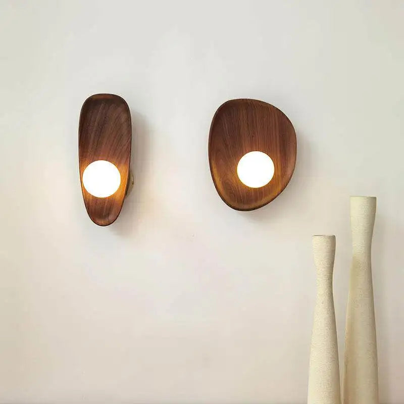 2026 Natural Wood Wall Sconce Glass Shade LED Retro Nordic Minimalist for Living Room Bedroom Corridor Foyer