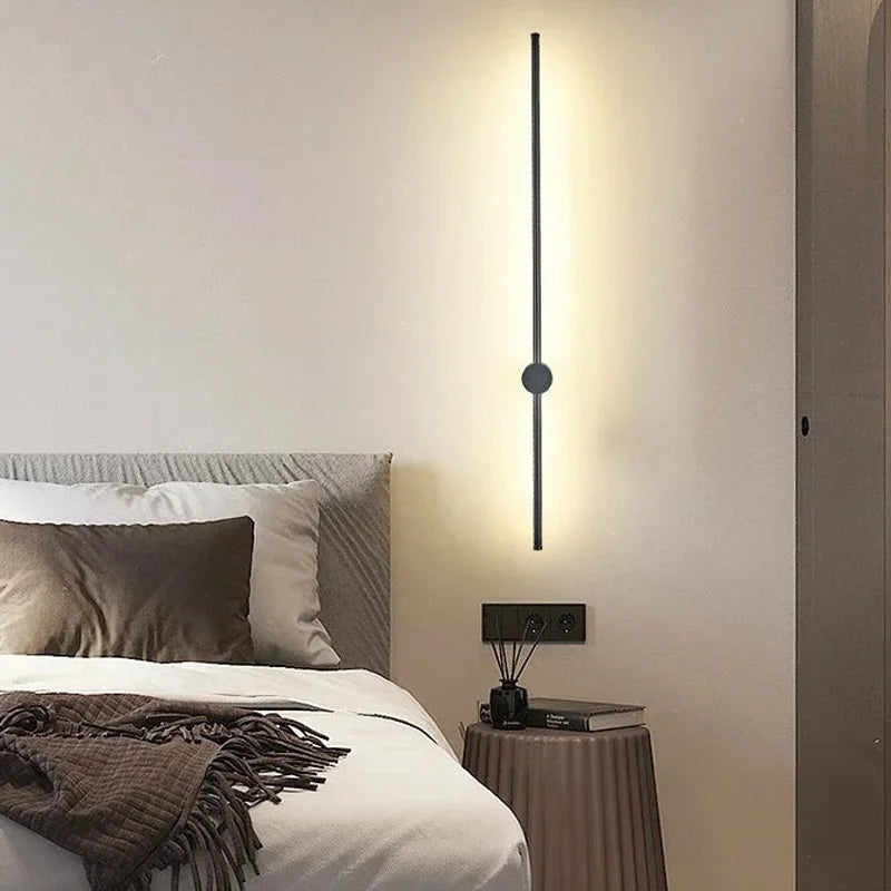 2026 Linear LED Wall Lamp 100cm120cm Modern Minimalist Gold White Sconce for Bedroom Bedside Living Room Corridor Decor