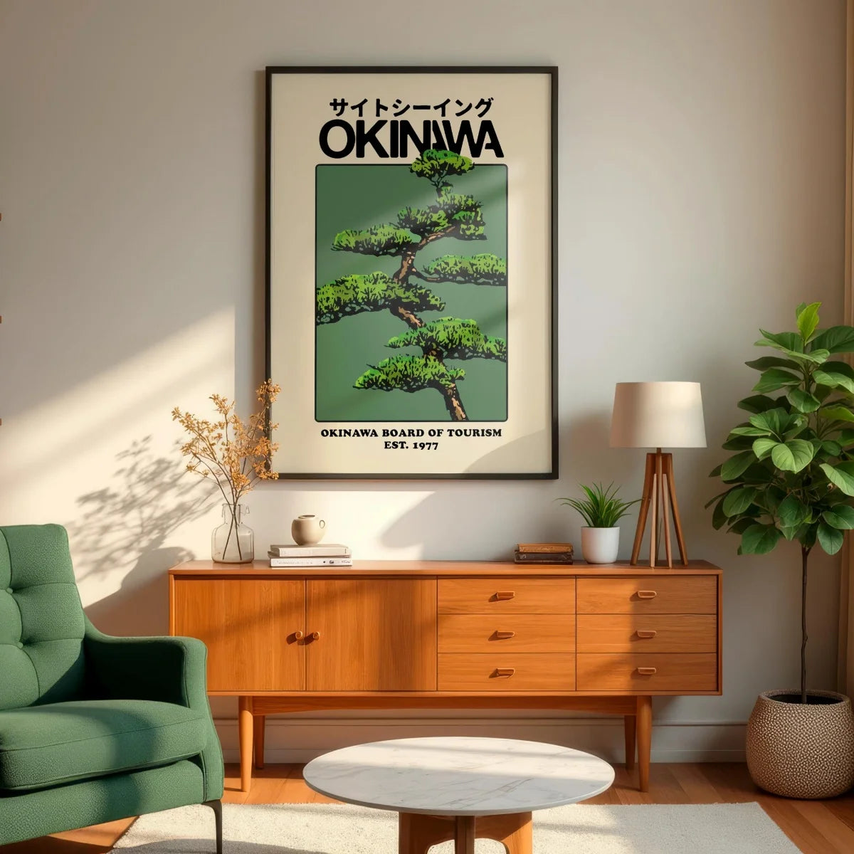 Japanese Okinawa Bonsai Tree Canvas Print Poster Japandi Vintage Travel Abstract Art Prints Bedroom Wall Art Home Decor Poster