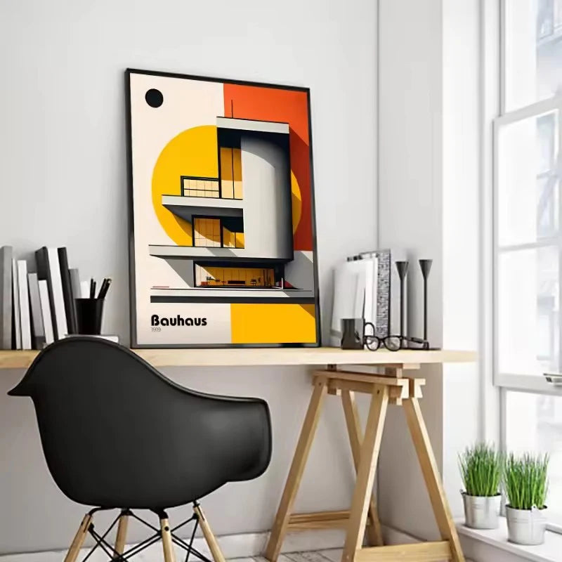 Minimalist Fallingwater House Bauhaus Classic Architecture Abstract Poster Canvas Painting Wall Art Pictures Living Home Decor