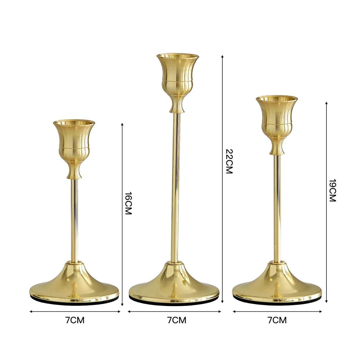 3PCS Nordic Gold Candlestick Holders, Vintage Decoration, Suitable for Weddings, Parties, Festivals and Anniversaries