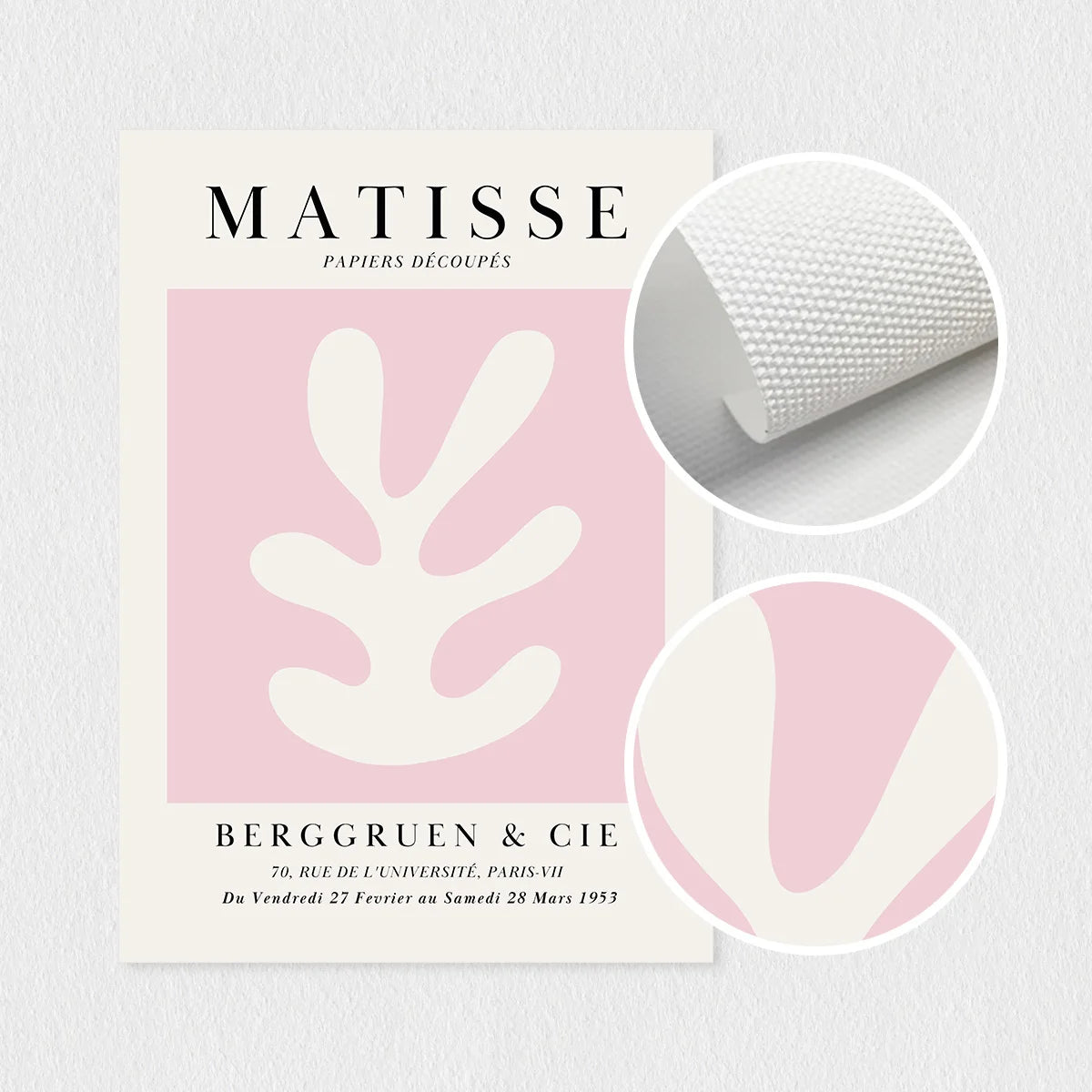 Set of 3 Pink Matisse Abstract Leaf Wall Art Large Canvas Prints, Blush Pink Matisse, Henri Matisse Printed Bedroom Poster, Pink Wall Art for Women, Pink Home Decor, Abstract Art Matisse Prints, Pink Living Room Decor, Pink W