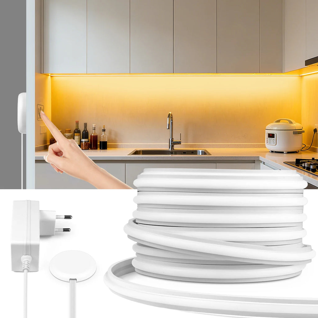 24V Cuttable Neon COB LED Strip Light Dimmable Motion Sensor Hand Scan Touch Dimming Tape Lamp Bedroom Kitchen Cabinet Decor