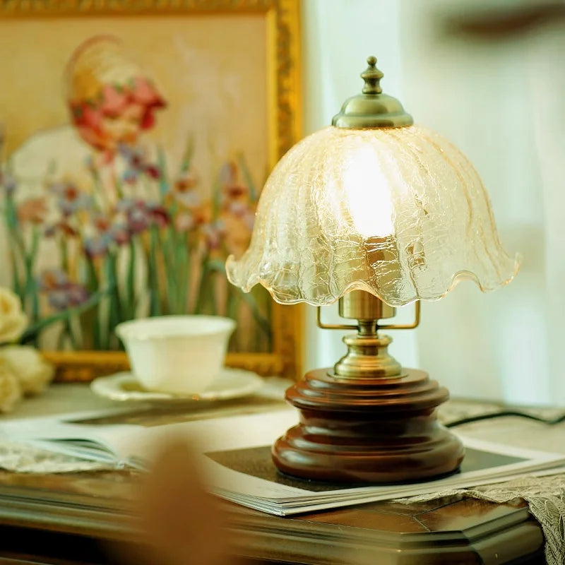 French Glass Table Lamp
