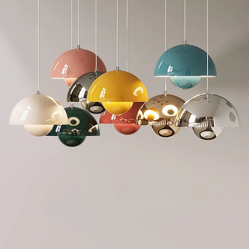 Nordic Led Color Chandelier Macaron Danish Mushroom Hanging Lights Restaurant Kitchen Pendant Lamp Home Luminaire LED Lighting