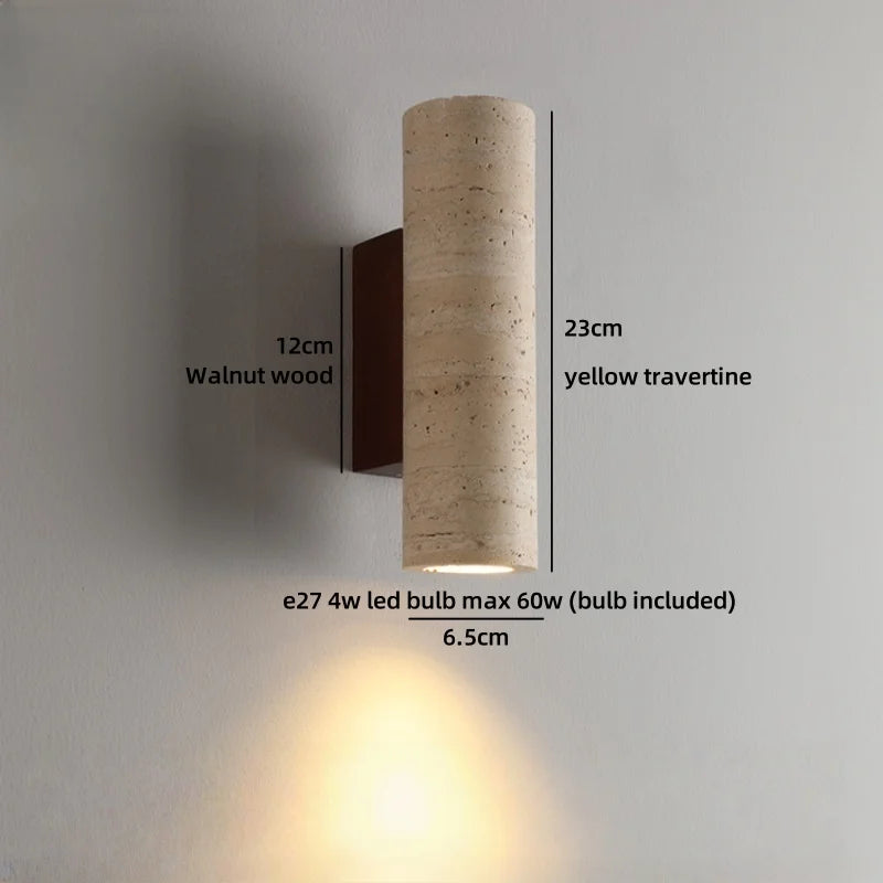 IWHD Pull Chain Switch LED Wall Lights Indoor Bedroom Balcony Wood Yellow Stone Shade Wire Adjustable Bedside Lamp Lampara Pared