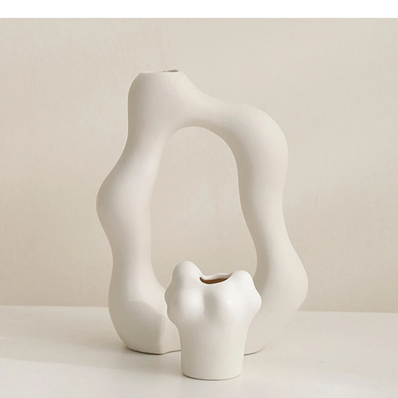 2Pcs/set Ceramic Vase Craftts Decorative Dry Flower Foyer Art Arrangement Home Decor Accessories