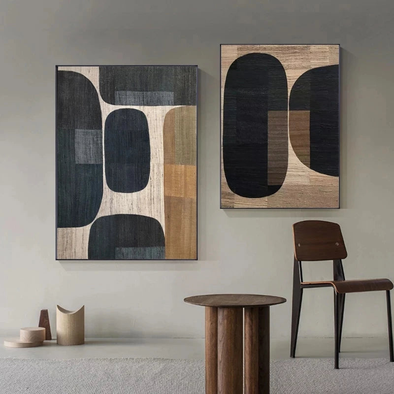 Abstract Retro Black Geometry Canvas Painting Posters and Prints Cuadros Wall Art Picture for Living Room Home Decor Unframed