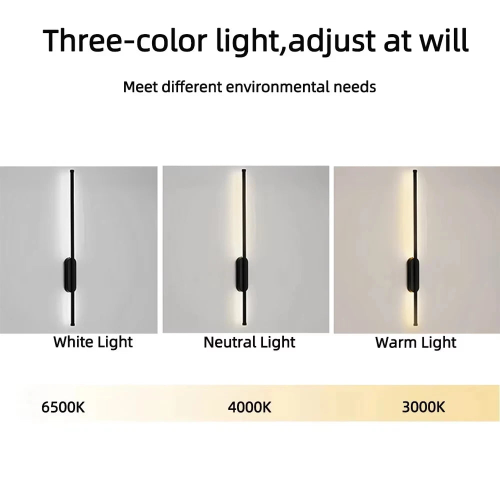 Modern Creative Strip Led Wall Lamp 3 colors Minimalist Bedroom Bedside Wall Sconce  Living Room TV Sofa Background Wall Lamp